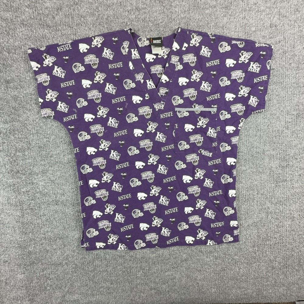 Kansas State Wildcats Shirt Mens Small Purple NCAA Football Scrub Top Scrub Dudz